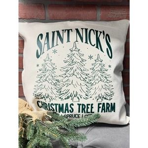 St. Nicks Christmas Tree Farm Holiday Throw Pillow